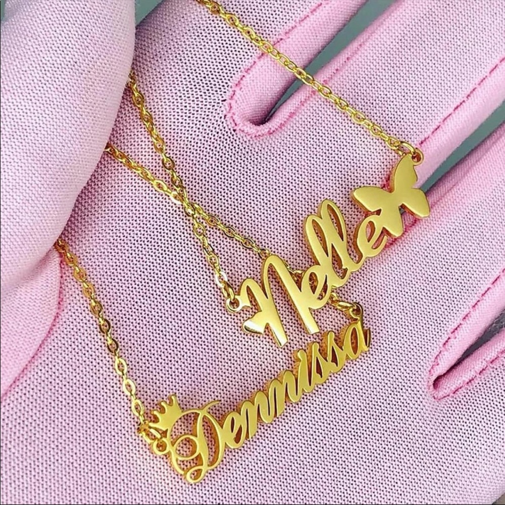 Custom Personalized Name Necklace Rose Gold Silver - Picture 12 of 13